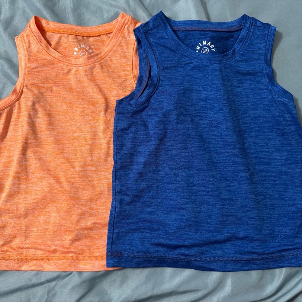 Primary Vibrant Orange and Deep Blue Kids' Tank Tops StayCool UPF 50